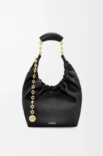 Bolso pequeño Squeeze en piel de cordero napa suave negro