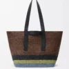 Bolso plegable de rafia Marrón/Multicolor Bolso plegable de rafia Marrón/Multicolor