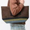 Bolso plegable de rafia Marrón/Multicolor Bolso plegable de rafia Marrón/Multicolor