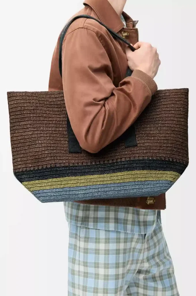 Bolso plegable de rafia Marrón/Multicolor Bolso plegable de rafia Marrón/Multicolor