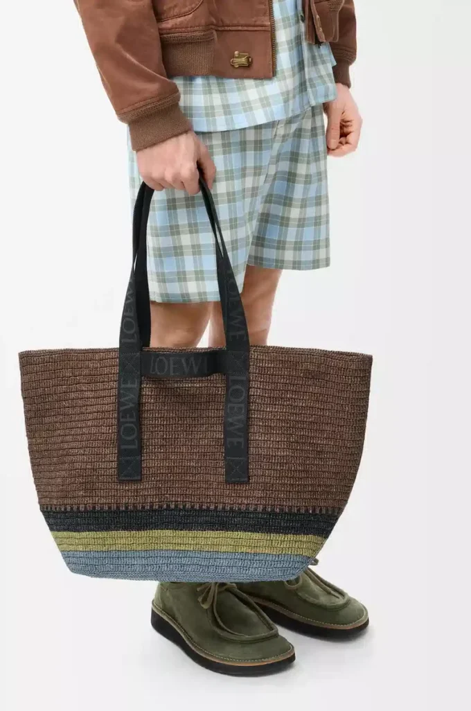 Bolso plegable de rafia Marrón/Multicolor Bolso plegable de rafia Marrón/Multicolor