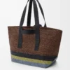 Bolso plegable de rafia Marrón/Multicolor Bolso plegable de rafia Marrón/Multicolor