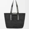 Bolso plegable de rafia Negro