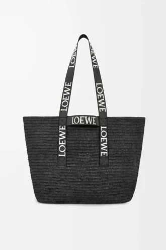 Bolso plegable de rafia Negro