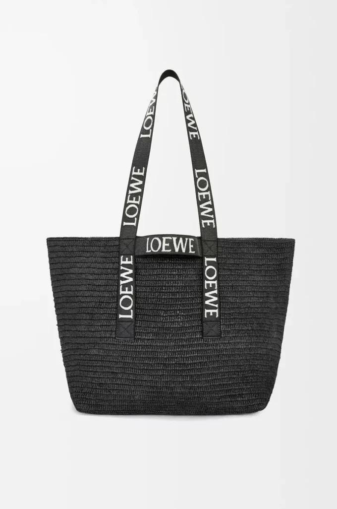 Bolso plegable de rafia Negro