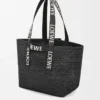 Bolso plegable de rafia Negro
