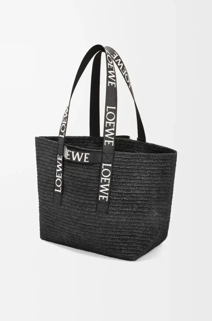 Bolso plegable de rafia Negro