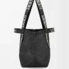 Bolso plegable de rafia Negro
