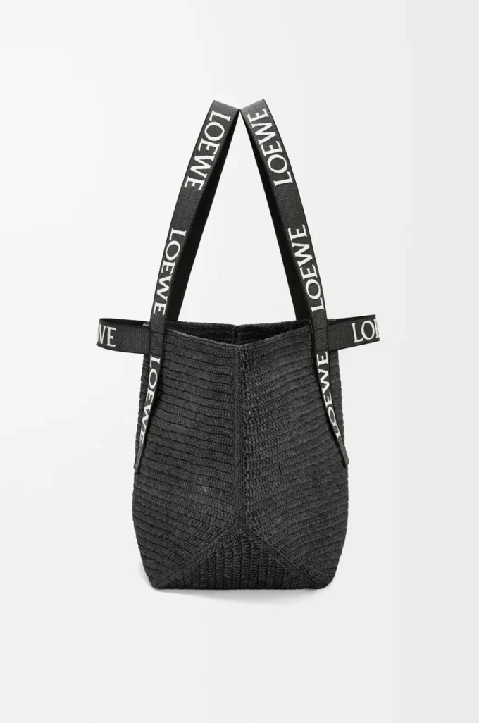 Bolso plegable de rafia Negro