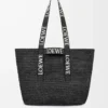 Bolso plegable de rafia Negro
