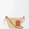 Bolso pochette Slit en rafia y piel de becerro Natural/Marrón claro