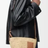 Bolso pochette Slit en rafia y piel de becerro Natural/Marrón claro