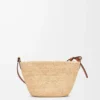 Bolso pochette Slit en rafia y piel de becerro Natural/Marrón claro