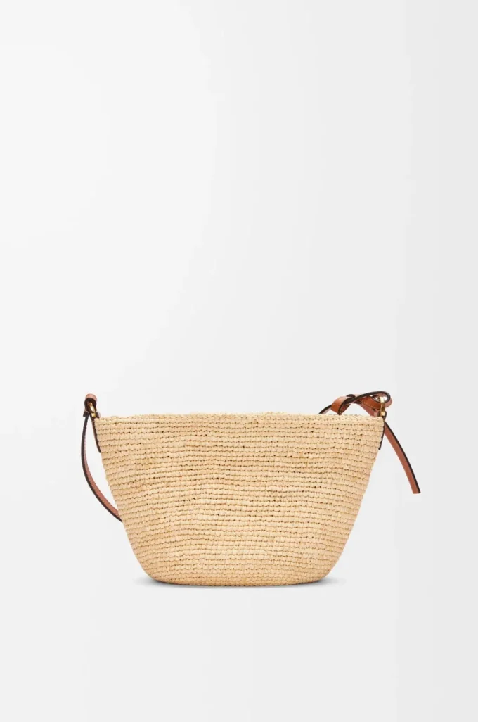Bolso pochette Slit en rafia y piel de becerro Natural/Marrón claro