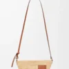 Bolso pochette Slit en rafia y piel de becerro Natural/Marrón claro