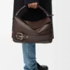 Bolso Puzzle Biker grande en piel de becerro brillante color castaño oscuro
