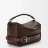 Bolso Puzzle Biker grande en piel de becerro brillante color castaño oscuro