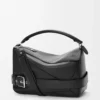 Bolso Puzzle Biker grande en piel de becerro brillante, color negro