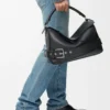Bolso Puzzle Biker grande en piel de becerro brillante, color negro