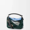 Bolso Puzzle Cat pequeño futurista en punto bordado y piel de becerro clásica Multicolor Verde Bolso Puzzle Cat pequeño futurista en punto bordado y piel de becerro clásica Multicolor Verde