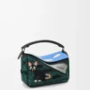 Bolso Puzzle Cat pequeño futurista en punto bordado y piel de becerro clásica Multicolor Verde Bolso Puzzle Cat pequeño futurista en punto bordado y piel de becerro clásica Multicolor Verde