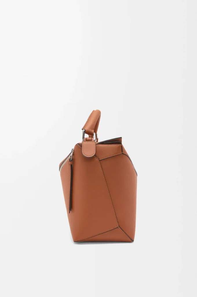Bolso Puzzle Edge grande en piel de becerro clásica color tostado