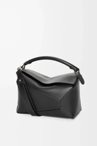 Bolso Puzzle Edge mediano en piel de becerro clásica, color negro