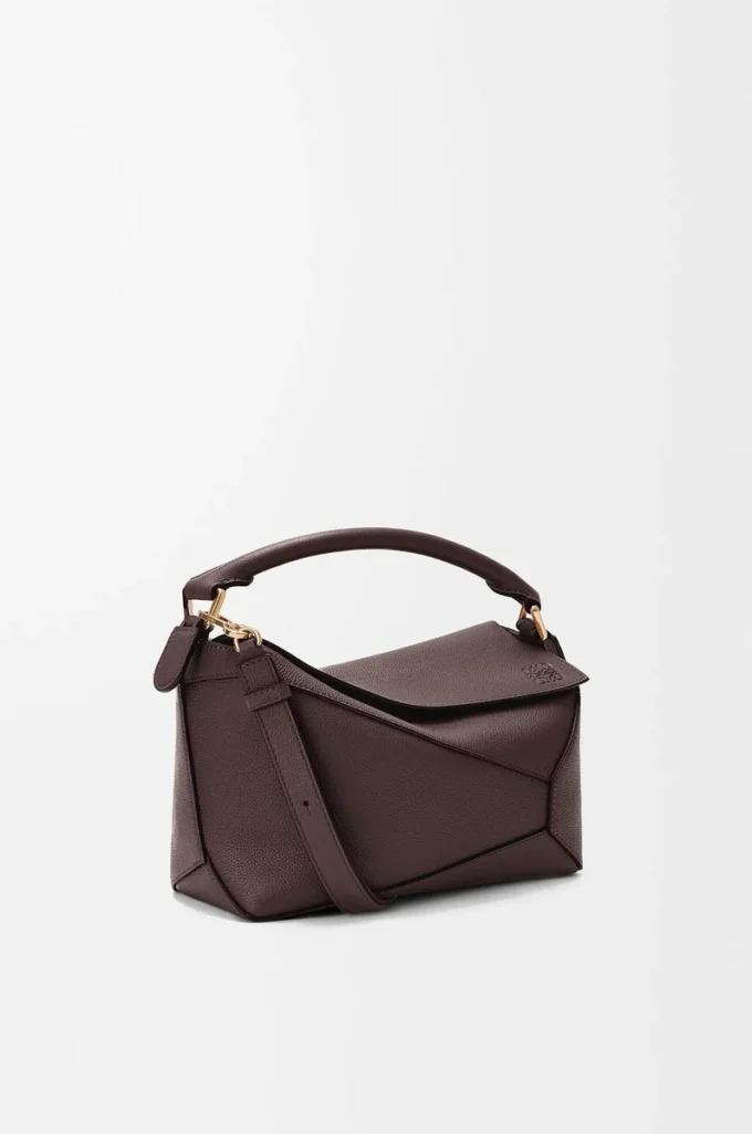 Bolso Puzzle Edge pequeño en piel de becerro granulada suave color castaño oscuro Bolso Puzzle Edge pequeño en piel de becerro granulada suave color castaño oscuro