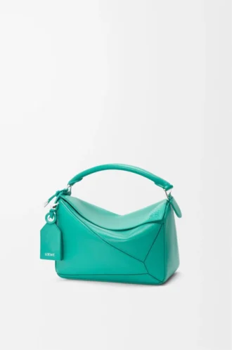 Bolso Puzzle Featherlight pequeño en piel de cordero napa color aguamarina