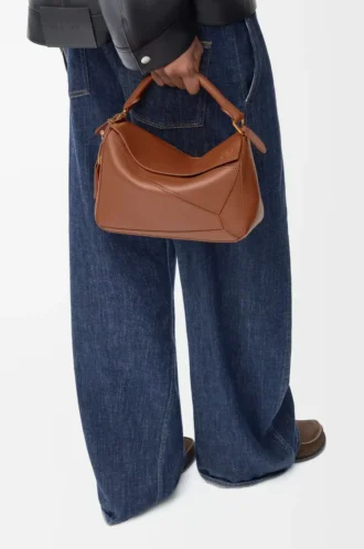 Bolso Puzzle Featherlight pequeño en piel de cordero napa color Pecan