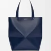 Bolso Puzzle Fold XL en piel de becerro brillante azul abismo