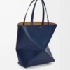Bolso Puzzle Fold XL en piel de becerro brillante azul abismo