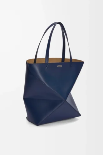Bolso Puzzle Fold XL en piel de becerro brillante azul abismo
