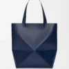 Bolso Puzzle Fold XL en piel de becerro brillante azul abismo