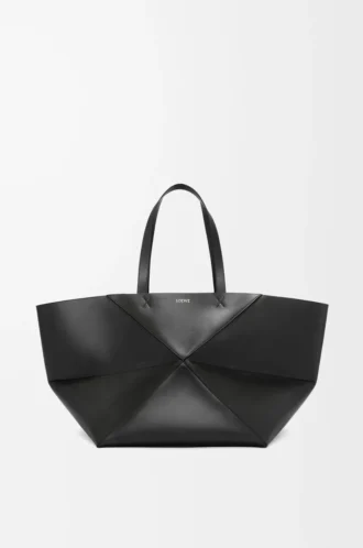 Bolso Puzzle Fold XXL en piel de becerro brillante Negro