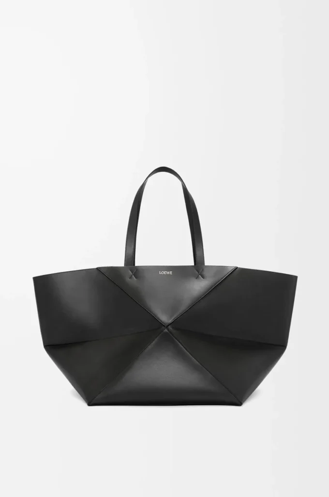 Bolso Puzzle Fold XXL en piel de becerro brillante Negro