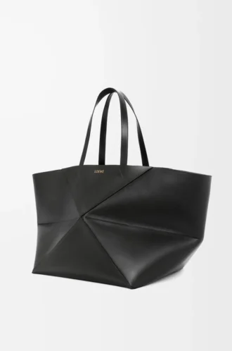 Bolso Puzzle Fold XXL en piel de becerro brillante Negro