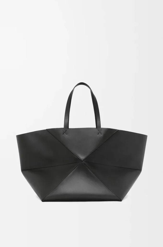 Bolso Puzzle Fold XXL en piel de becerro brillante Negro