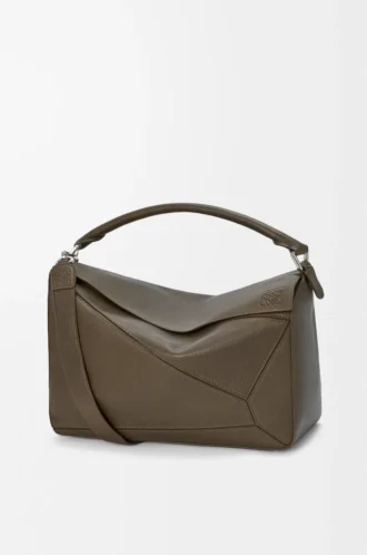 Bolso Puzzle grande en piel de becerro granulada flexible color tundra