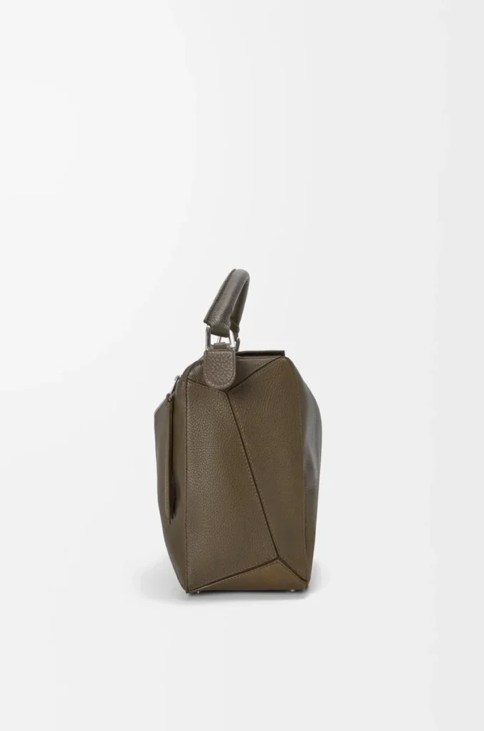 Bolso Puzzle grande en piel de becerro granulada flexible color tundra