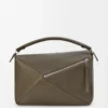 Bolso Puzzle grande en piel de becerro granulada flexible color tundra