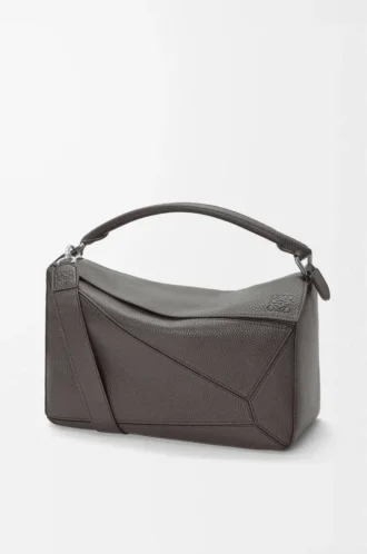 Bolso Puzzle grande en piel de becerro granulada flexible Gris oscuro