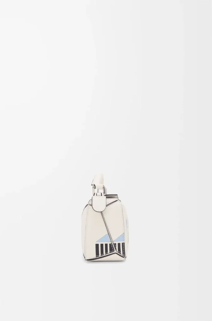 Bolso Puzzle mini Futurist Cat en piel de becerro clásica Soft White Bolso Puzzle mini Futurist Cat en piel de becerro clásica Soft White