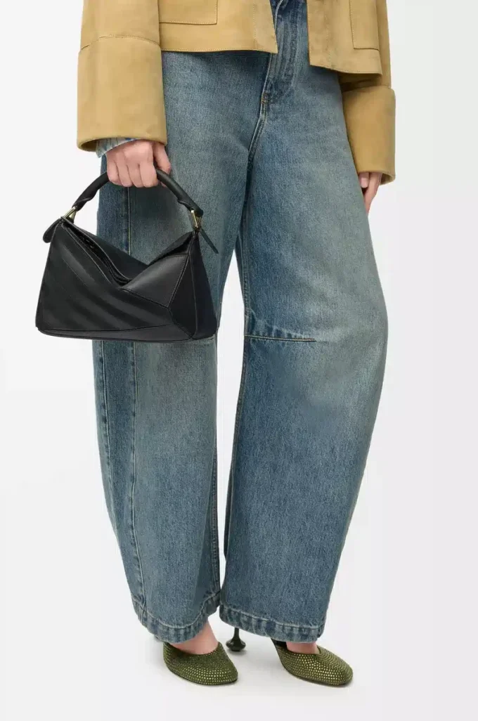 Bolso Puzzle pequeño en piel de becerro clásica y ante Negro Bolso Puzzle pequeño en piel de becerro clásica y ante Negro