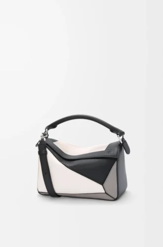 Bolso Puzzle pequeño en piel de becerro napa Gris/Light Ghost