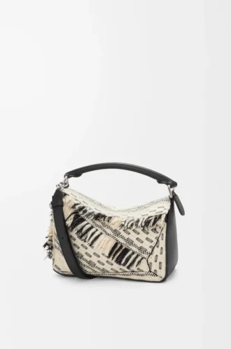 Bolso Puzzle pequeño en tejido textil negro/blanco