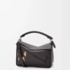 Bolso Puzzle pequeño Futurist Cat en piel de becerro clásica Dark Taupe