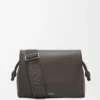 Bolso satchel Flamenco en piel de becerro flexible y brillante Gris oscuro