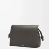 Bolso satchel Flamenco en piel de becerro flexible y brillante Gris oscuro