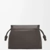 Bolso satchel Flamenco en piel de becerro flexible y brillante Gris oscuro